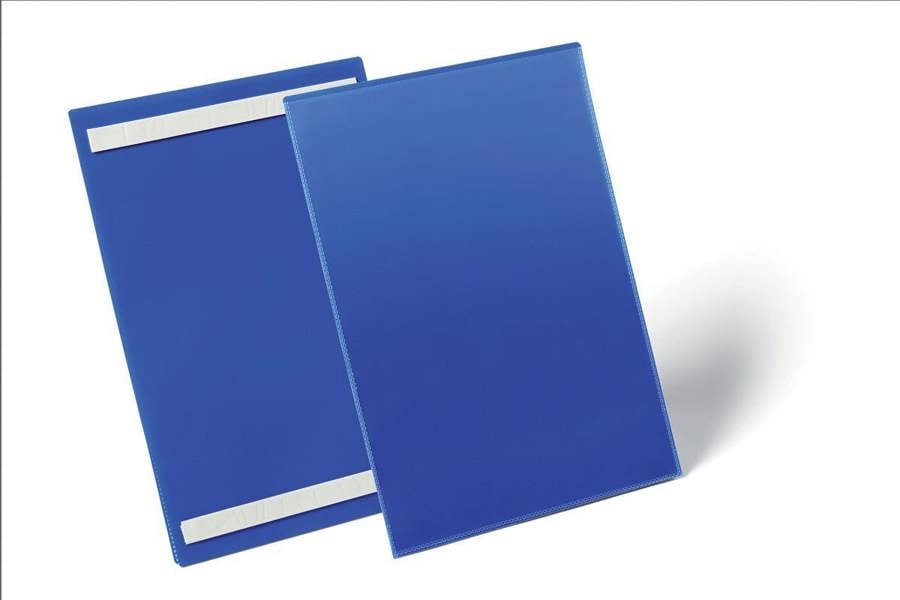 Durable Adhesive Ticket Holder Label Pouch Document Pockets | 50 Pack | A4 Blue