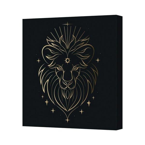 Benjamin Tate Design Gold Lion Head Canvas Art Print Handmade In UK Contemporary Wall Decor