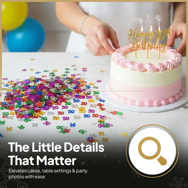 30th Birthday Multicolour Metallic Foil Confetti Pack, Table Decoration for Parties image 6