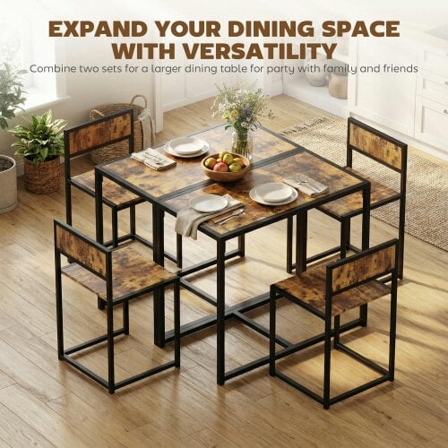 Wyld Haus Doel 3 Piece Rustic Brown Wood Effect Table And Stool Set