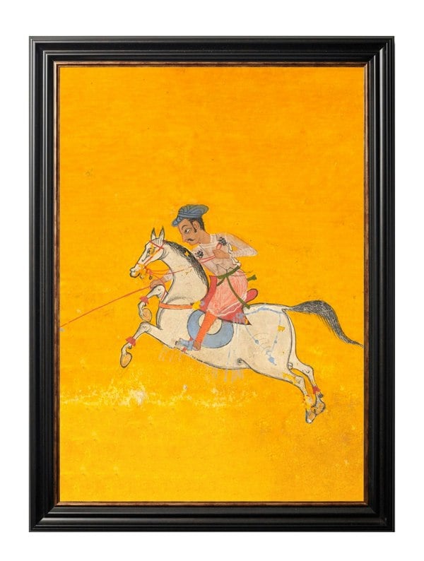 Exceptional Art c.17th Century Indian Polo Players Triptych