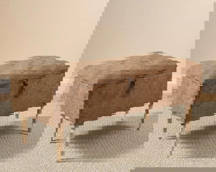 ISTOOLS Premium marble Brown Storage Ottoman Bench – Multi-Purpose Coffee Table & Extra Seating | ISTOOLS