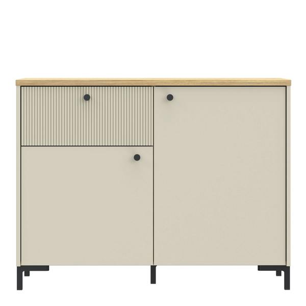 Furniture To Go Bixbite Sideboard with Fluted Detail, Drawer & Cupboard in Mauvella Oak and Sand
