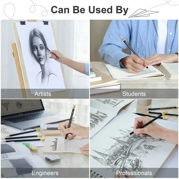 Drawlish Sketch Pencils For Drawing Set of 8 - 2B 12B 10B 5B 3B HB H 6H Arts Pencils