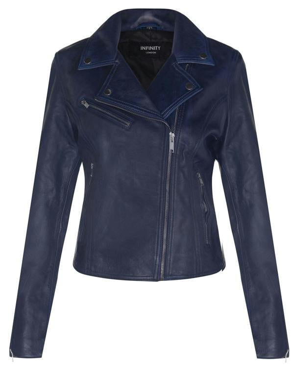 Infinity Leather Womens Leather Classic Biker Brando Jacket-Baku