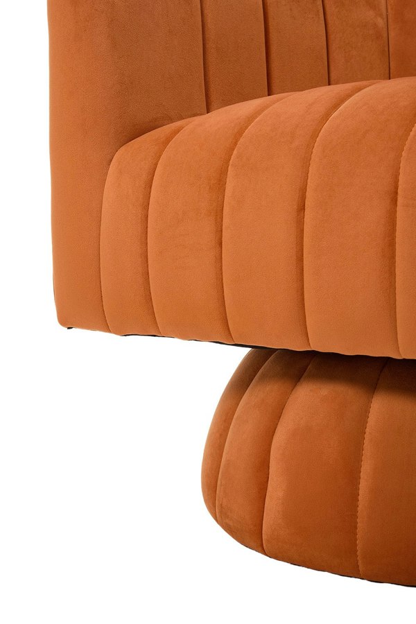 Living and Home Orange Velvet Upholstered Swivel Accent Armchair