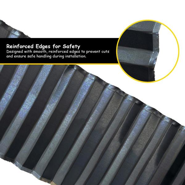 Nicoman Corrugated Galvanised Steel Black Metal Garden Border Roll – 5m Long