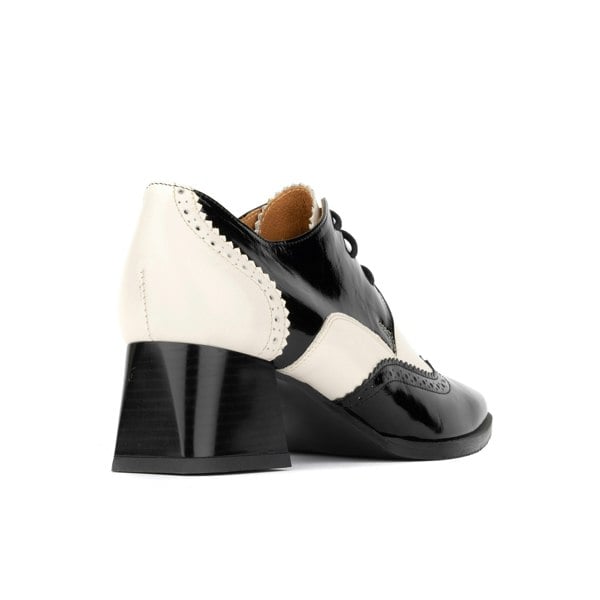 Embassy London Ziggy - Black & White - Women’s Patent Leather lace-up Brogue Heel