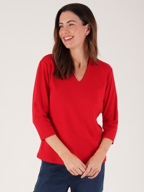 PennyPlain High Back V-neck Top - Red