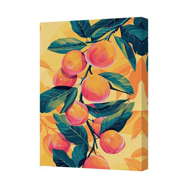 Benjamin Tate Design Vibrant Peach Branch Gallery Wrapped Canvas Art Print