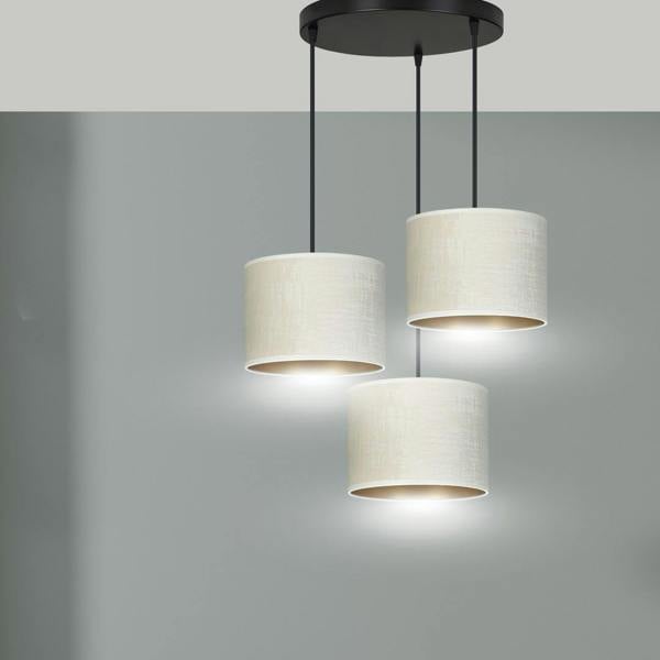 Emibig HILDE Pendant lamp 3 x E27 Black with White Shade