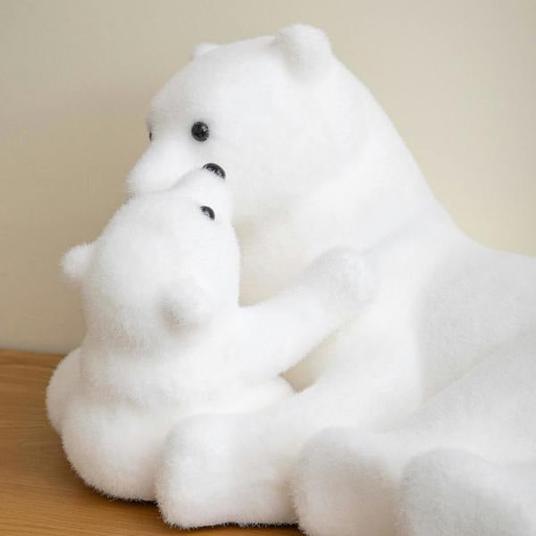 Samuel Alexander 49cm Flocked Polar Bear & Cub Christmas Decoration