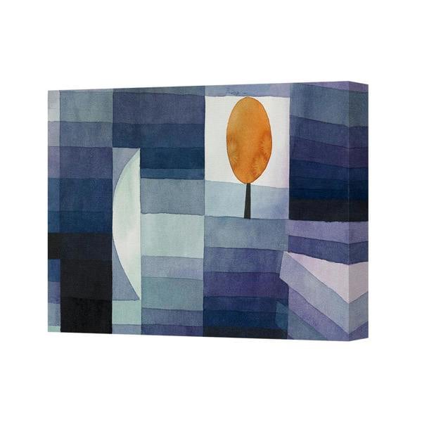Benjamin Tate Design Abstract Geometric Canvas Wall Art Blue Tones With Orange Sun