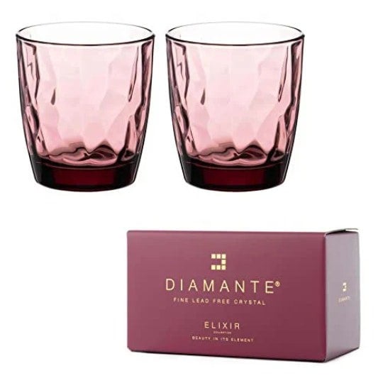 Diamante All Rounder Coloured Tumblers ‘Mosaic Pink Lilac' - Set of 2