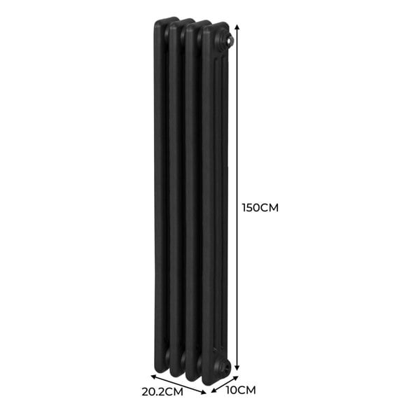 Monstershop Traditional 3 Column Radiator - 1500 x 202mm - Black