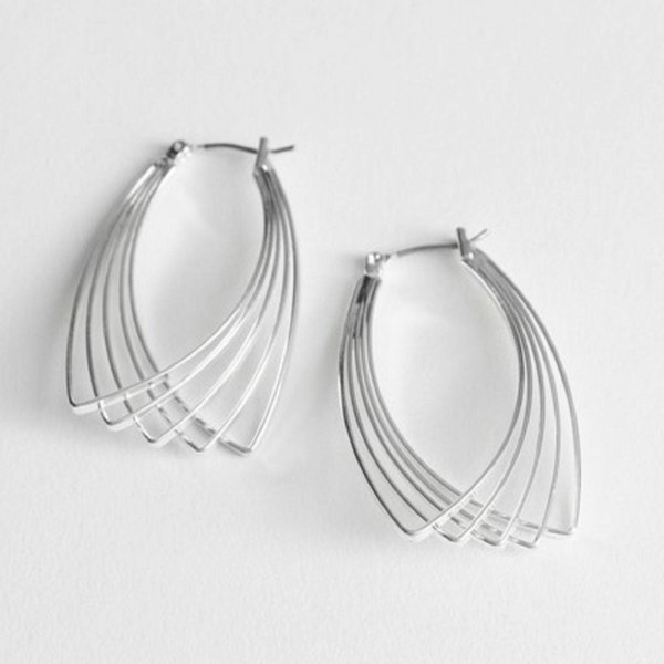 Otis Jaxon Jewellery Multi Wire Pointed Sterling Silver Hoop Earrings in Silver, Gold & Rose Gold