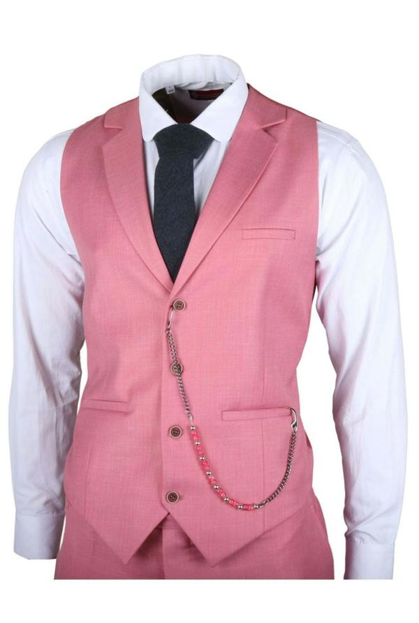 Infinity Leather Men's 3 Piece Pink Tailored Fit Party Suit Race Day