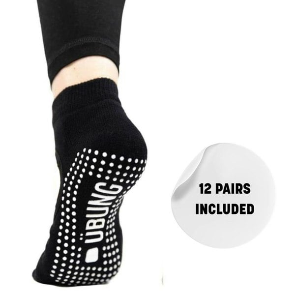 Ubung Yoga Socks Black PSYSK701 Pack of 12 Size 4.5-9 UK Size