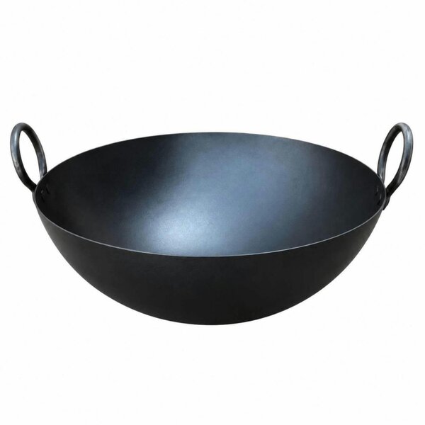 Dyzi 16 Inch Heavy Iron Karahi Deep Frying Cooking Pan with Handles Black