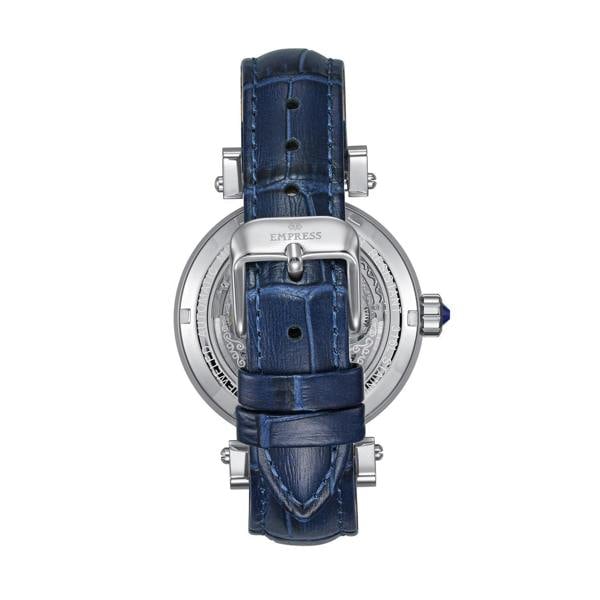 Empress Theodora Automatic Leather-Band Watch - Silver/Blue - EMPEM3702