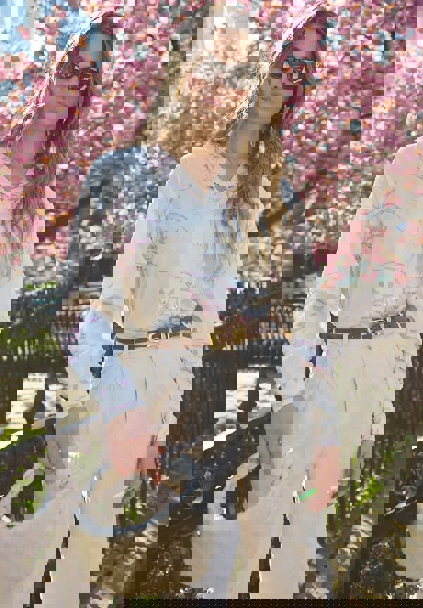 Lillibet Large Floral Print Shirt In Cream - image 5