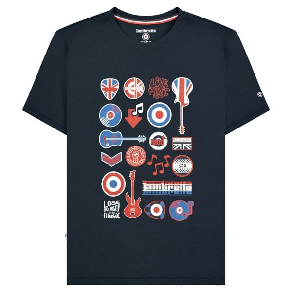 Lambretta Mens Music Icons T-Shirt - Navy