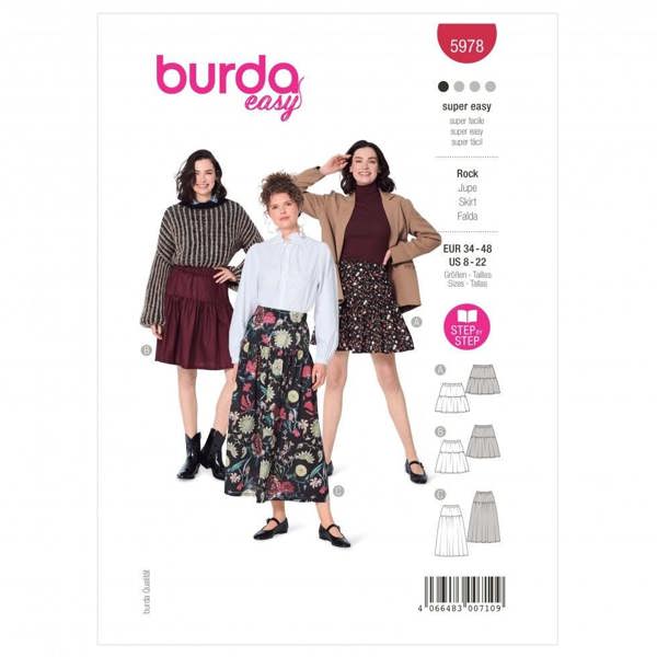 Burda Sewing Pattern 5978 Skirts For Women, 8-22 (34-48) - Easy