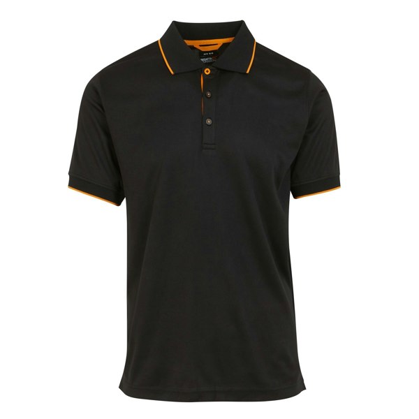 Regatta Mens Navigate Short-Sleeved Polo Shirt - Black/Orange Pop