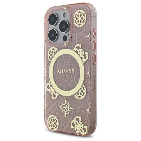 Guess IML Peony On 4G Background Case with MagSafe for iPhone 16 Pro 6.3" Pink - GUHMP16LH4PYEEP