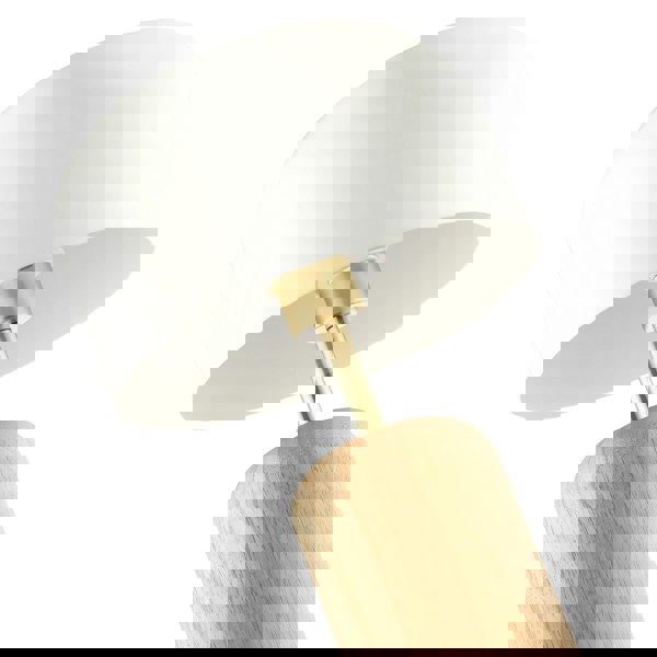 Modern Designer Wooden Table Lamp with White Gloss Domed Metal Shade Image 3