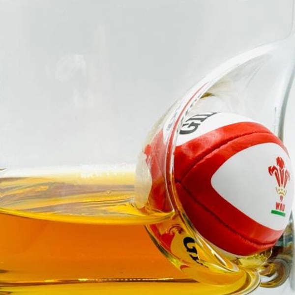 Personalised Rugby Ball Beer Glass - alternative angle