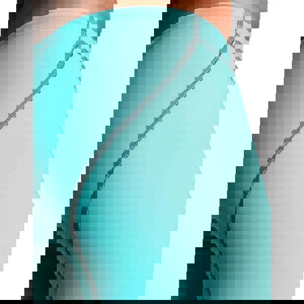 Turquoise Arena Powerskin ST NEXT Jammer leggings with gray stripe, recycled stretch fabric