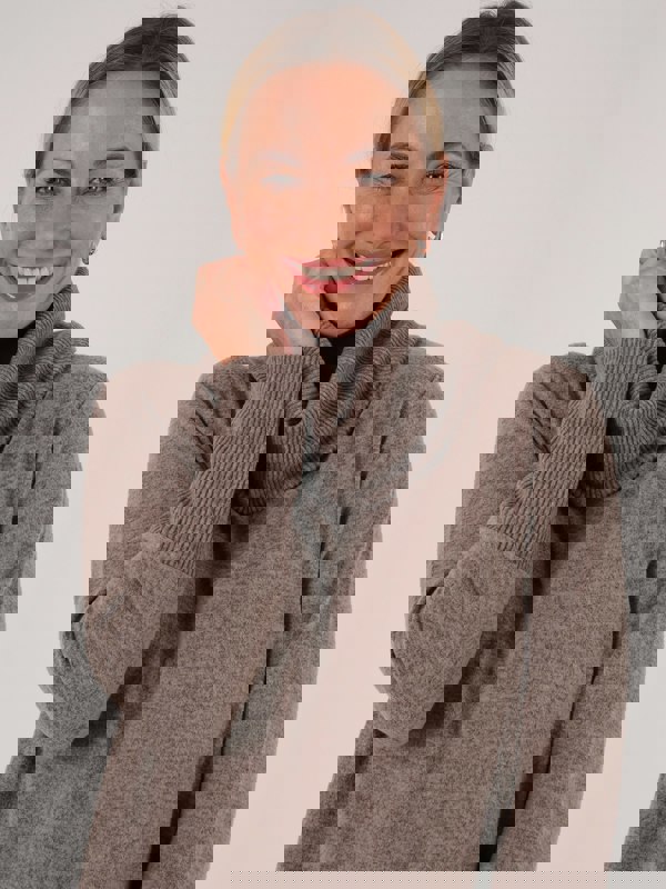 PennyPlain Rib Hem Cowl Tunic - Latte