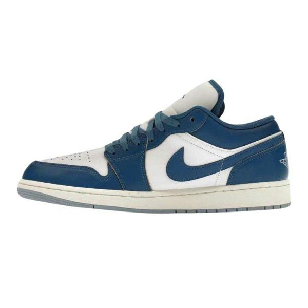 Nike Mens Air Jordan 1 Leather Low Trainers - Navy/White - 