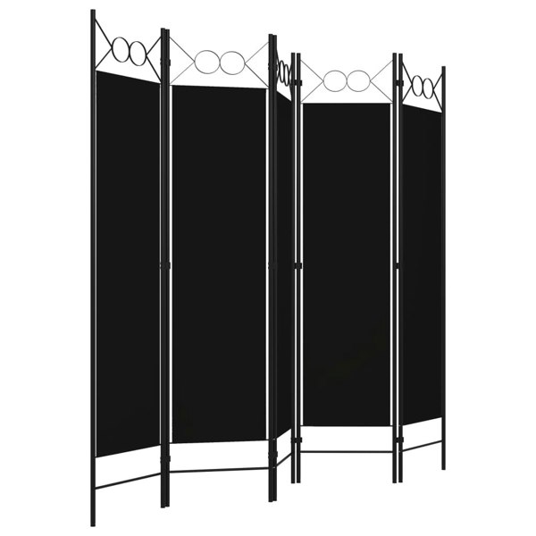 Berkfield 5-Panel Room Divider Black 200x180 cm