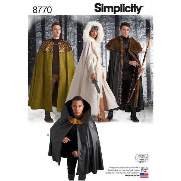 Simplicity Sewing Pattern 8770, Costumes, Capes for Women, One Size - Intermediate
