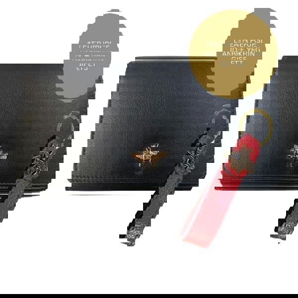 Love EMVY Leather Bee Gift Set – Genuine Leather Matinee Purse and Red Bee Keyring