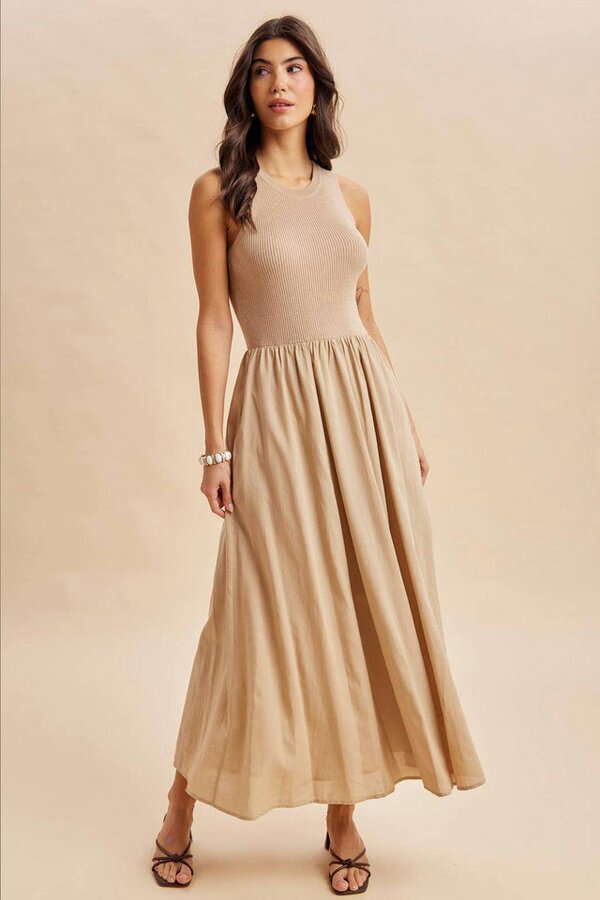 BALOU Womens Mixed Panel Midi Dress