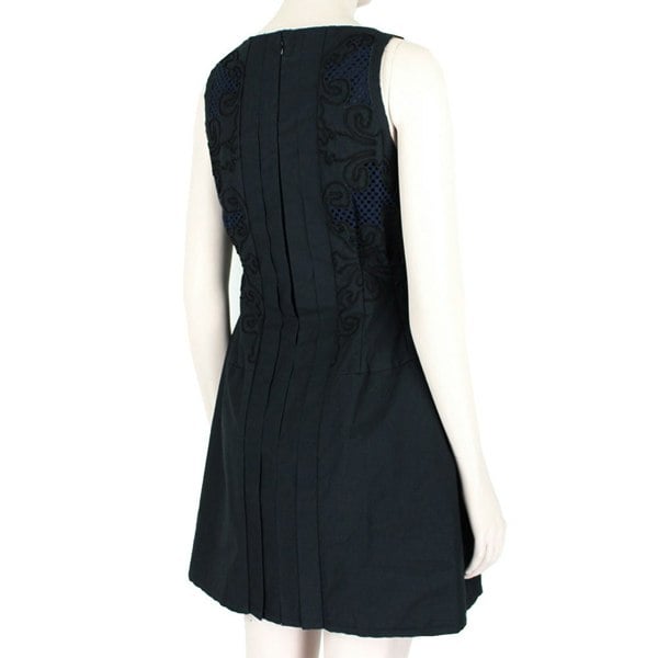 Julien David mini dress in a midnight blue bonded cotton