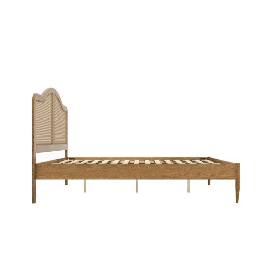 Wyld Haus Nenagh Natural 4ft6 Double Bed Rattan Curved Headboard