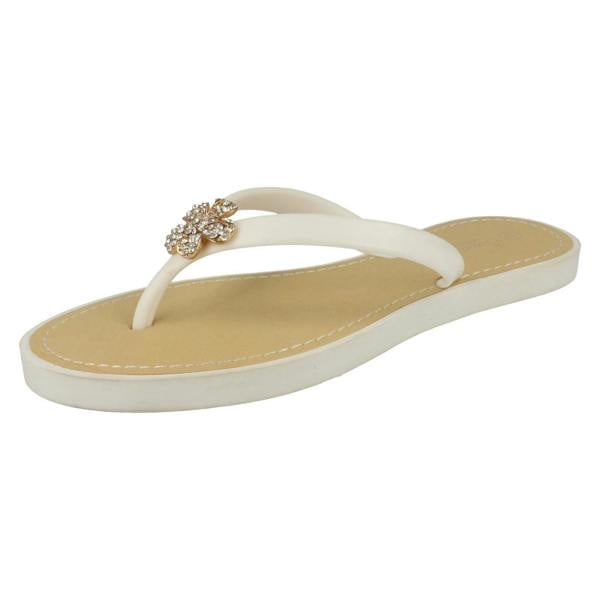 Savannah Ladies Savannah Toe Post Diamante Flower Detail Sandals