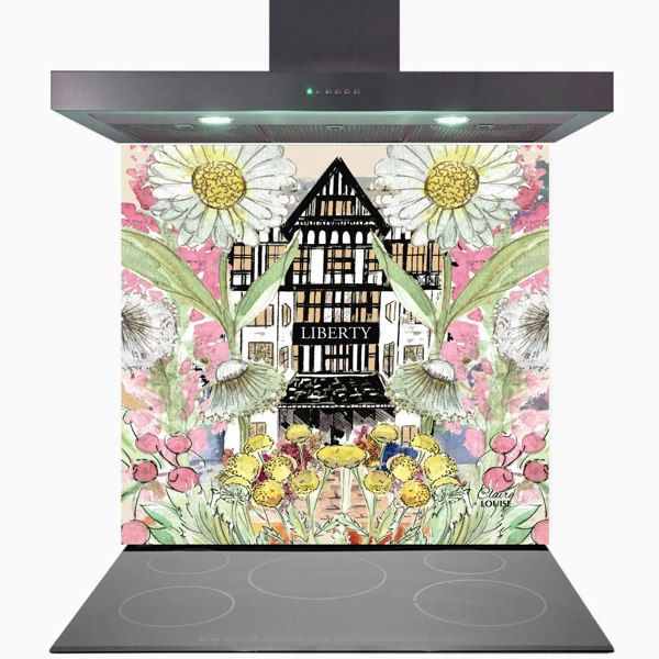 Claire Louise - Designer Liberty In Full Bloom Glass Kitchen Splashback