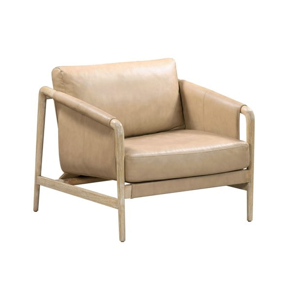 Furniture Edit Chakka Tan Genuine Leather Accent Chair