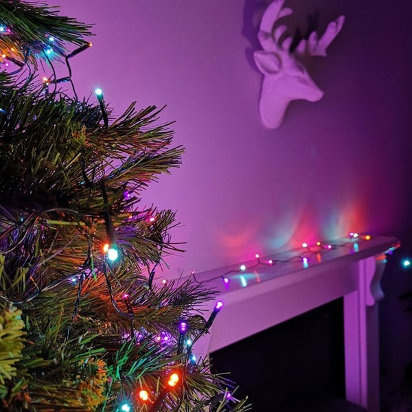 Samuel Alexander 100 LED 10m Premier Christmas Indoor Outdoor Multi Function Battery Operated String Lights with Timer in Rainbow