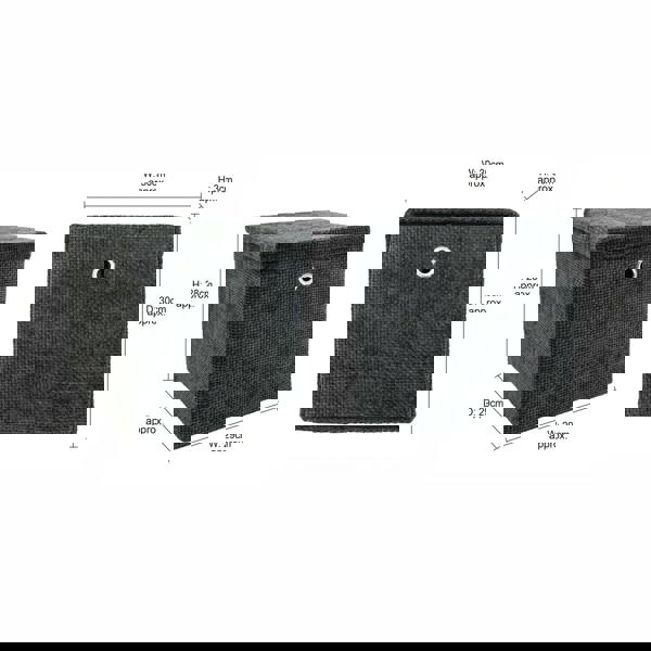 JVL Metro Foldable Fabric Storage Cube with Lid for Home Organisation, Black