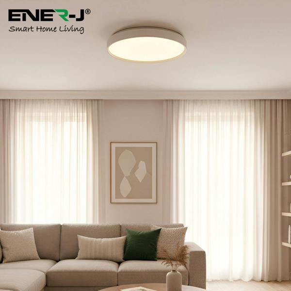 ENER-J 40W Scenic Surface LED Ceiling Light with multiple built-in modes, CCT+RGBIC, Round, Size: 380mm