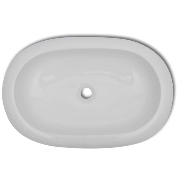 Berkfield Luxury Ceramic Basin Oval-shaped Sink White 63 x 42 cm