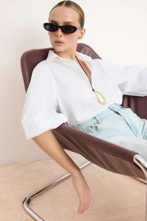 WOVCOR Collared Long Sleeve Relaxed Fit Shirt