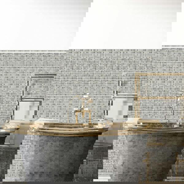 WT1591 - Natural Grey Limestone Mosaic Wall Tile Sticker Set - 15 x 15 cm (6 x 6 in) - 24 pcs