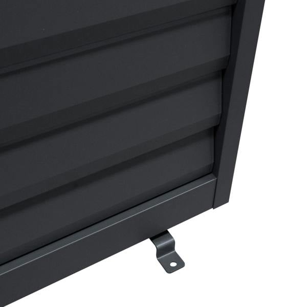 Anthracite aluminum pergola shutter panel, 123cm wide, featuring sleek lines, a matte finish, and a sturdy design for outdoor spaces